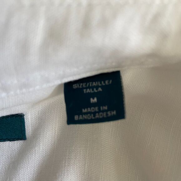 Perry Ellis Blouse Women's M White Linen Blend Button-Down Oversized Minimalist - Picture 6 of 8